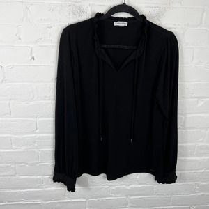 Calvin Klein Women's Lightweight Casual Blouse Long Sleeve Black Size Large